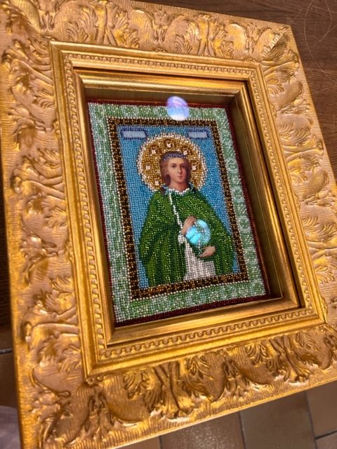 encadrement broderie de perles